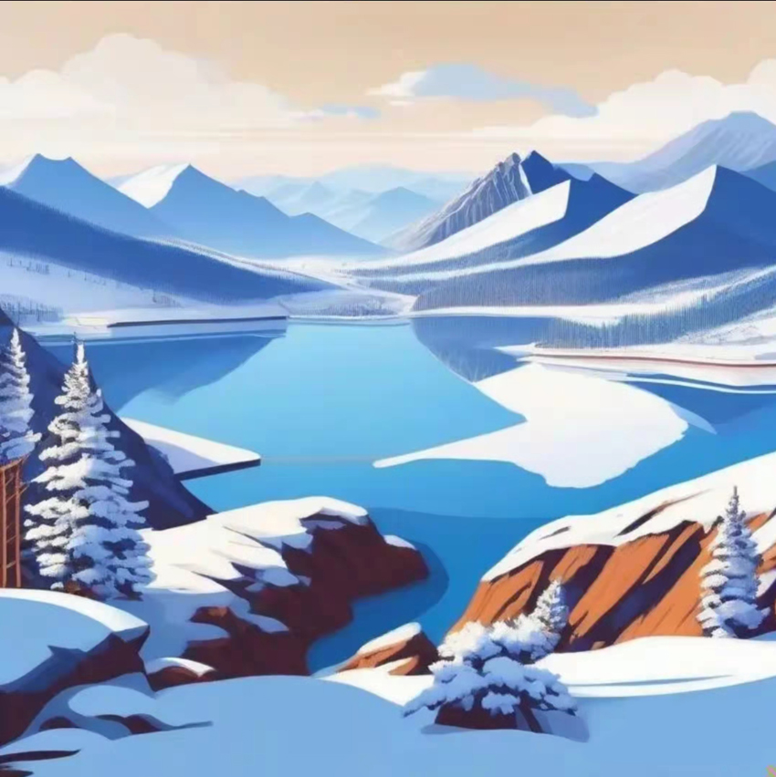 長白山天池，長白山插畫，長春插畫設(shè)計(jì)